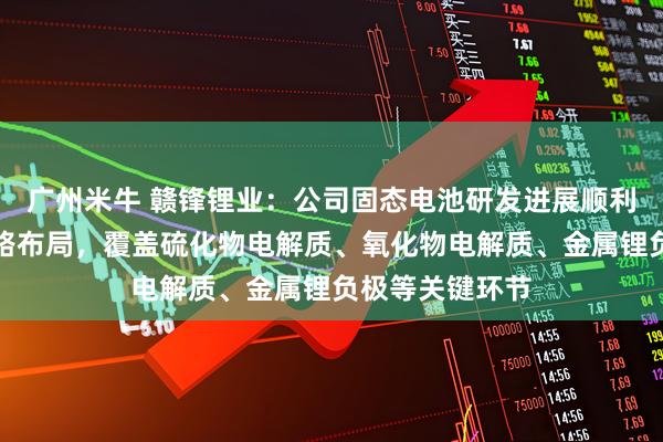 广州米牛 赣锋锂业：公司固态电池研发进展顺利，已形成全链路布局，覆盖硫化物电解质、氧化物电解质、金属锂负极等关键环节